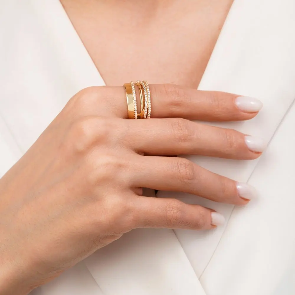 تصویر انگشتر نگین دار طلایی شوپینگ سایز 8