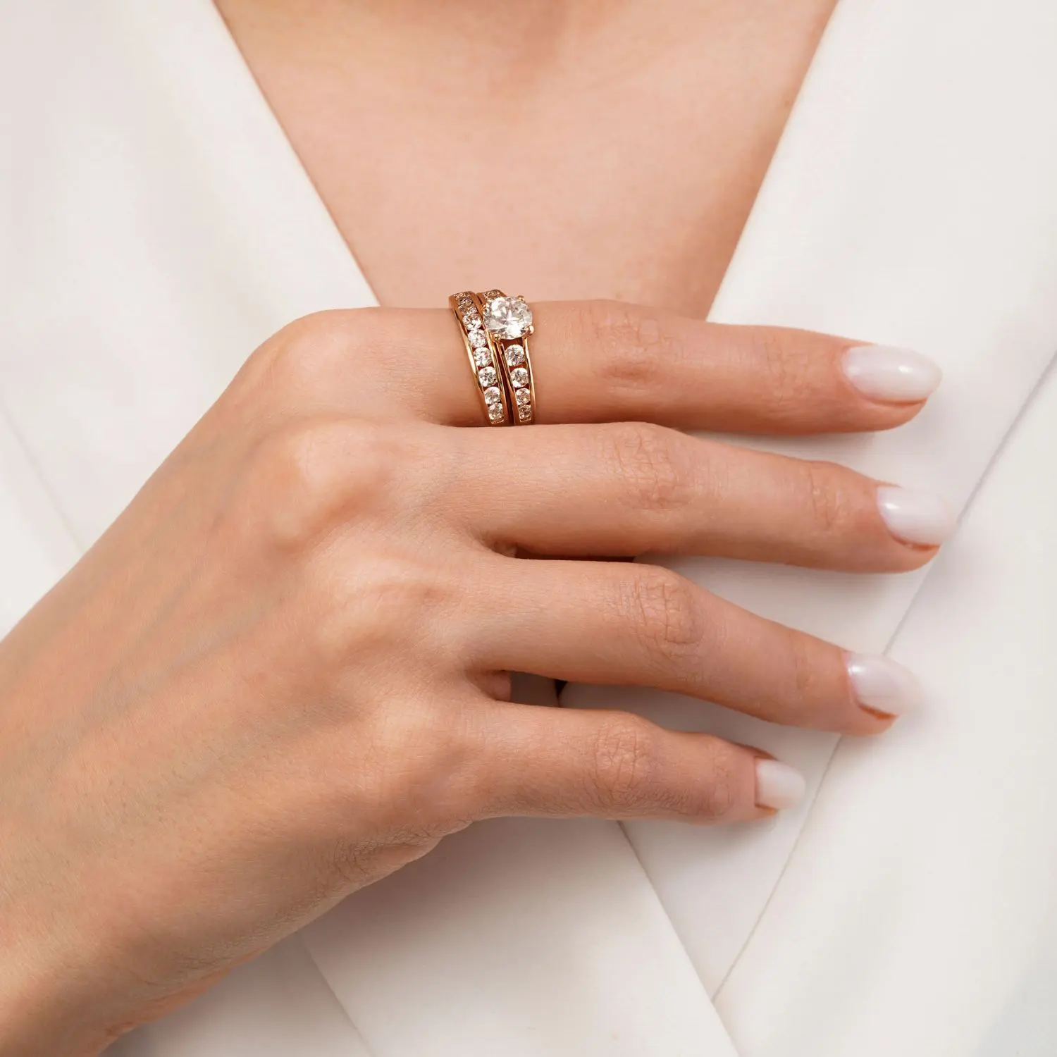 انگشتر شوپینگ نگین دار طلایی سایز ۶